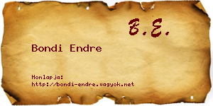 Bondi Endre névjegykártya
